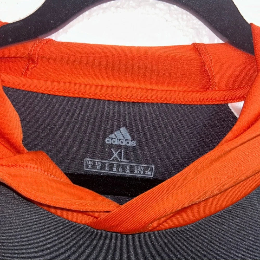 Adidas Men’s XL Drifit Hooded Black and Orange Shirt